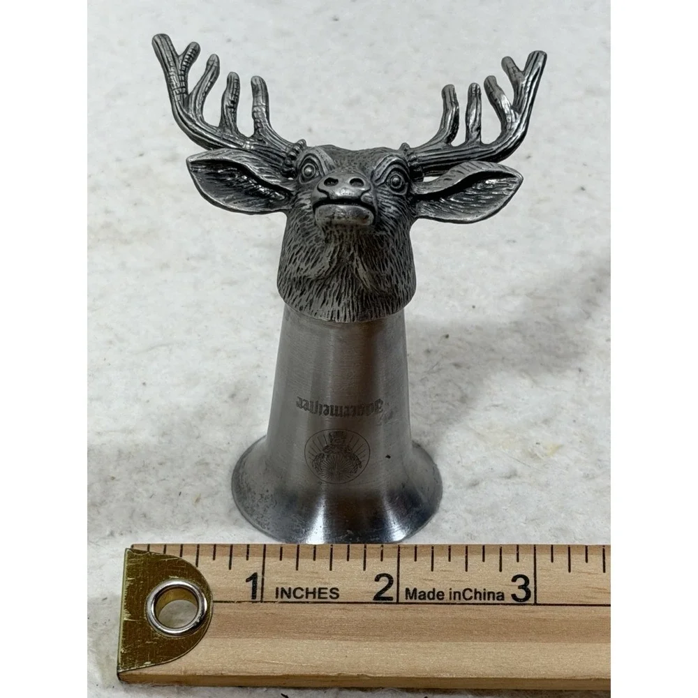 Jagermeister Pewter Stag Deer Head Shot Glass Jigger Rustic Lodge Barware